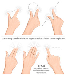 Vector set of commonly used multitouch gestures