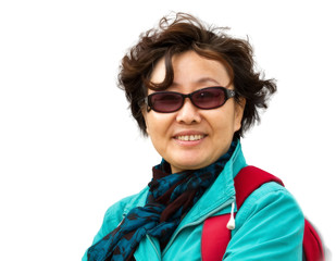 Closeup portrait of a senior asian lady