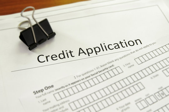 closeup of a blank credit application form