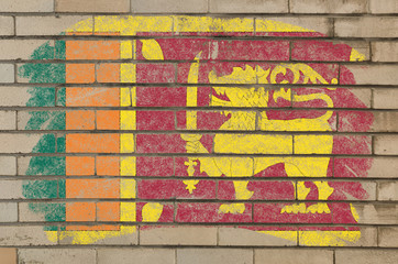 Obraz premium flag of srilanka on grunge brick wall painted with chalk