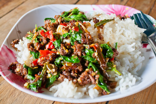 Thai food  kaphao beef Pad