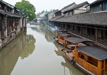 Obraz premium Boats in a river, China