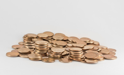 Heap of russian coins over gray background