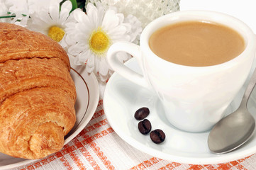 morning coffee with croissants
