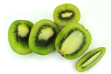 Kiwi fruit cut in various