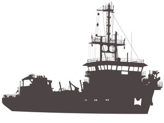Silhouette of the sea ship
