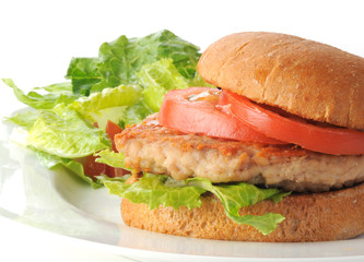 Healthy chicken burger with salad
