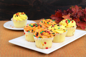 Cupcakes decorated for fall