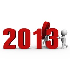 Replacing numbers to form new year 2013 - a 3d image