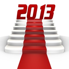 New year 2013 on a red carpet - a 3d image
