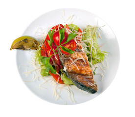 Grilled salmon steak