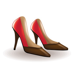 Red high heel women shoes - isolated illustration