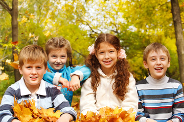 Kids in autumnal park