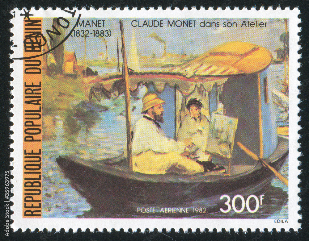 Poster Monet in Boat