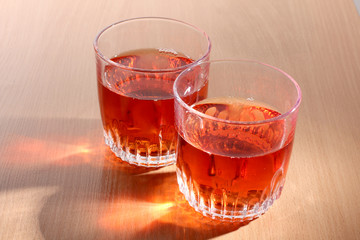Cups glasses of whiskey