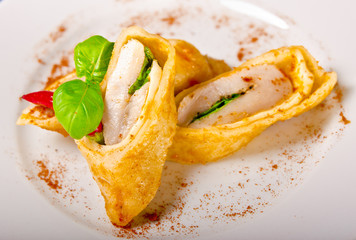 Pfannkuchen mit Hühnerbrust