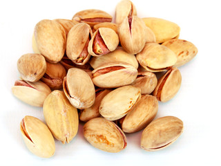 Close-up image of pistachios studio isolated on white background
