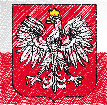 polan coat of arms, vector illustration