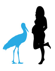 Schwangere Frau mit blauem Storch