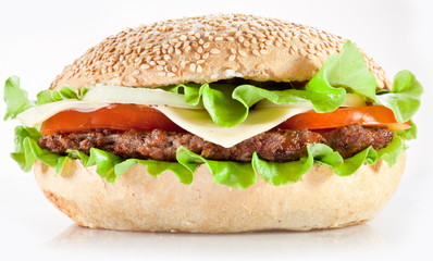 Cheeseburger on a white background