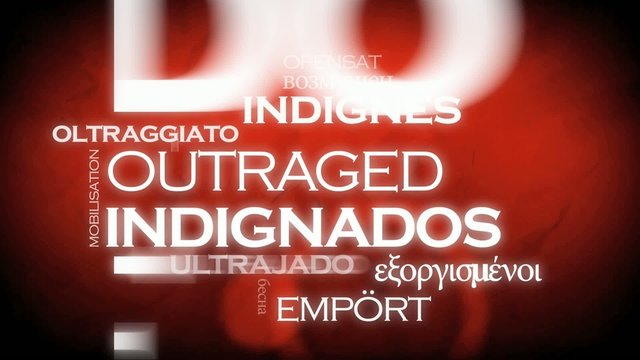 Los Indignados international traduction tag cloud animation