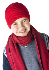 Boy is in a red cap