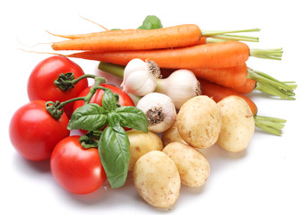 vegetables on white background