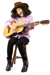Fototapeta premium Young girl playing the guitar