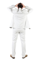 angry businessman. Rear view.