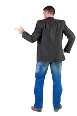 Naklejka premium young expert looks ahead. rear view.