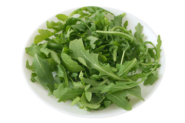 rucola on an white plate