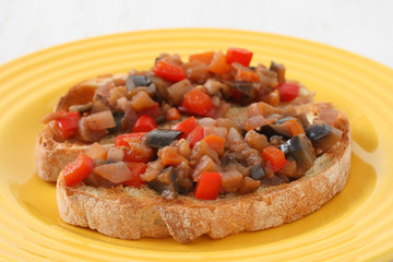 toasts with vegetable paste