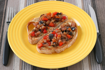 toasts with vegetable paste