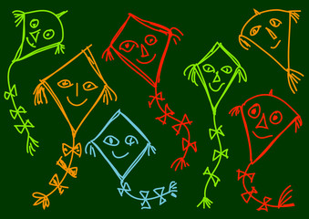 Drawing of kites