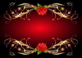 Golden frame wth rose
