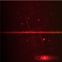 Red background with plan - scan
