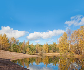 Autumn landscape at wood lake