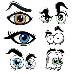 Fototapeta premium Cartoon eye set Vector illustration