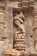A mythical beast crushing an elephant, Sun temple Konark