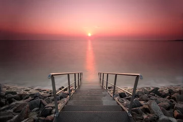 Foto op Canvas Zonsondergang aan de Noordzeekust © Katja Xenikis