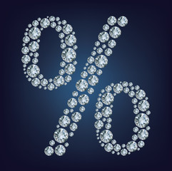Percent  made from diamonds. vector illustration