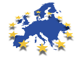 Europa *** Karte mit EU-Sternenbanner - obrazy, fototapety, plakaty