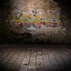 mur grunge - graffiti - obrazy, fototapety, plakaty