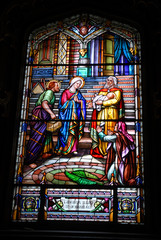 Fototapeta na wymiar Window in Notre Dame Cathedral in Quebec Canada