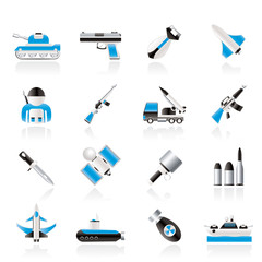 Army, weapon and arms Icons - vector icon set