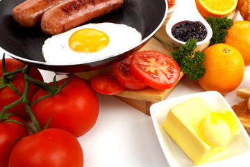Breakfast on a white background