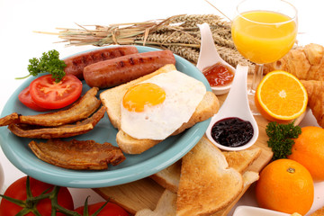 Breakfast on a white background
