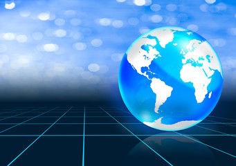 blue crystal globe on black background