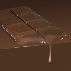 melting bar of chocolate