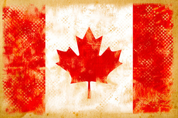 Canada flag grunge on old vintage paper